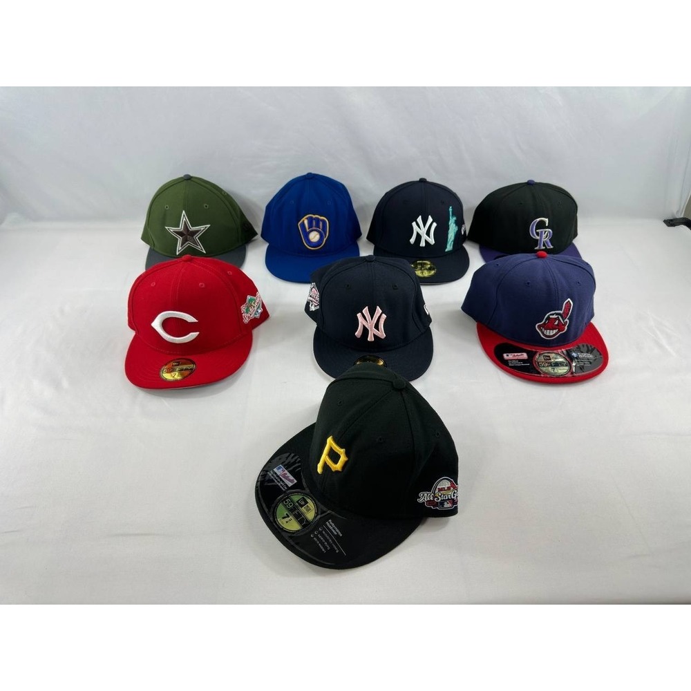 Vintage Lot of 8 New Era 59 Fifty MLB Team Caps Hat VTG Mixed Teams, Sizes